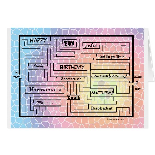 Maze Birthday Card for Matthew customizable! Zazzle