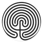 maze, cretan labyrinth round sticker