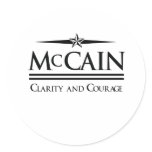 MCCAIN: CLARITY AND COURAGE ROUND STICKERS