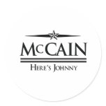 MCCAIN: HERE'S JOHNNY ROUND STICKER