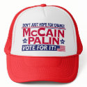 McCain Palin 2008 hats