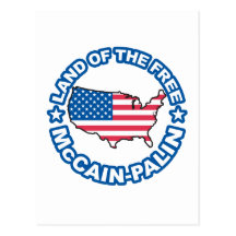 McCain Palin Land of teh Free Post Cards