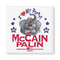 McCain Palin Love My Party magnets by GrandOldPartyGear McCain Palin Love My Party magnets