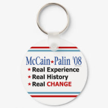 McCain Palin Real Experience Real Change Keychain by bizarretees McCain Palin Real Experience Real Change Keychain