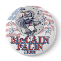 McCain Palin Republican Elephant buttons by GrandOldPartyGear McCain Palin Republican Elephant buttons