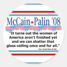 McCain Palin Shatter That Glass Ceiling Sticker