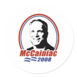 MCCAINIAC 2008 ROUND STICKERS