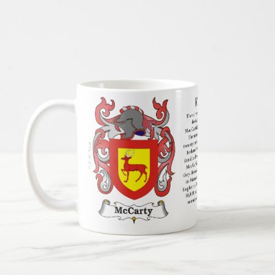 McCarty Family Crest including the origin and meaning of the McCarty name on 