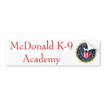 McDonald K-9 Academy Bumper Sticker 01 bumper stickers