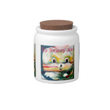 MClairArt's Funny Sun Faces "My Bunny Jar" Candy Dishes