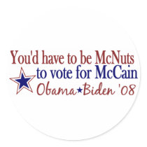 McNuts to vote McCain (Obama Biden 08) stickers