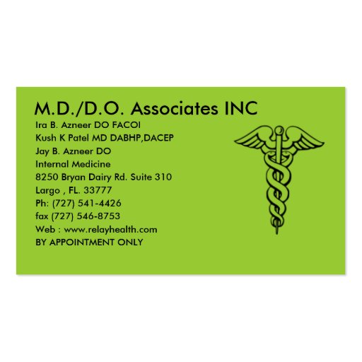 md/do associates inc card - Customized Business Card (front side)