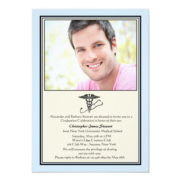 MD Graduation Blue Photo Invitation