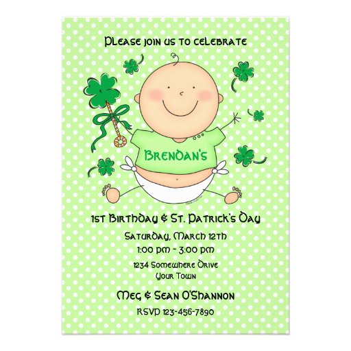 Me 1st St. Paddy's Day Birthday Party Invitation (front side)