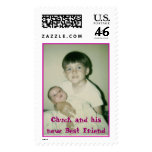 me and my sis, Chuck and his new Best Friend Postage Stamp