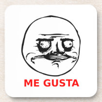 Me Gusta Face with Text Beverage Coaster
