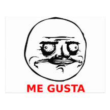 Me Gusta Face with Text Post Card