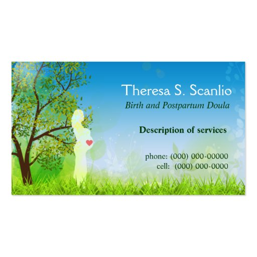 Meadow Walk Doula Midwife Business Card Template (front side)