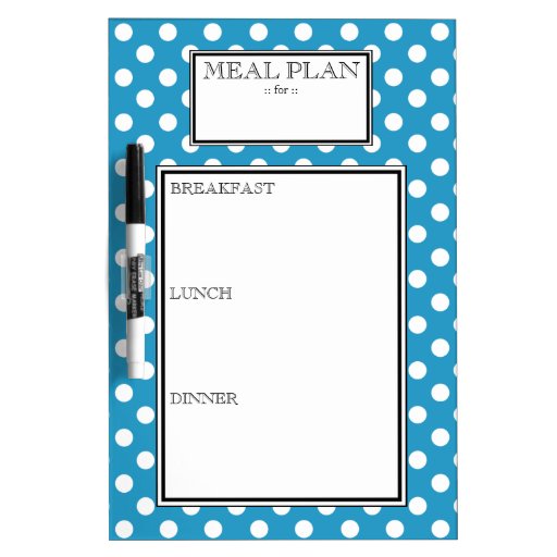 Meal Plan - Blue Polka Dot Dry-Erase Board