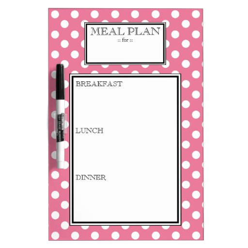Meal Plan - Pink Polka Dot Dry-Erase Board