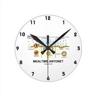 Mealtime Anyone? (Endocytosis Cellular Eating) Round Wall Clock