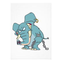 mean badass elephant cartoon custom invites