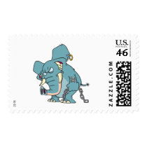 mean badass elephant cartoon postage stamps