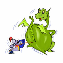 Mean Dragon Poked by Knight Photo Cutouts