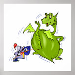 Mean Dragon Poked by Knight posters