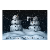 Mean Snowman Print by MDKgraphics Mean Snowman Print