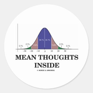 Mean Thoughts Inside (Statistics Humor) Round Sticker