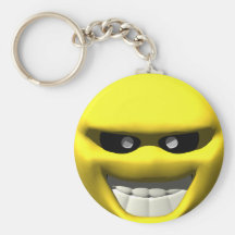 Mean yellow face smiley key chain