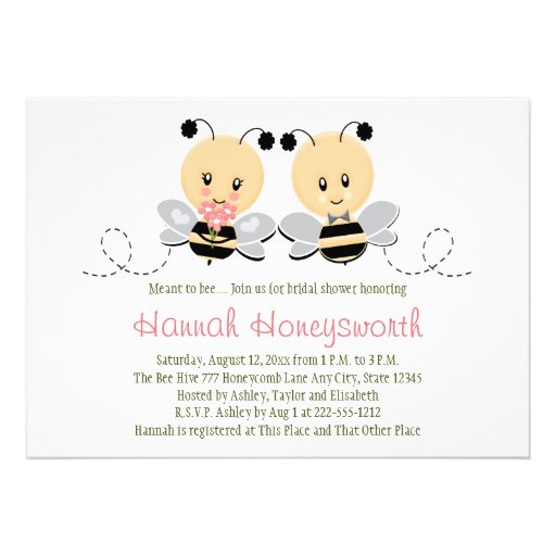 Meant To Bee Bumble Bee Bridal Shower Invitations (front side)