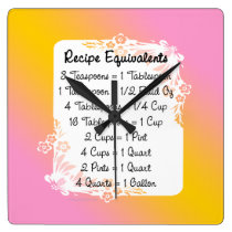 Measurement Equivalents Kitchen Helper Floral wall clocks