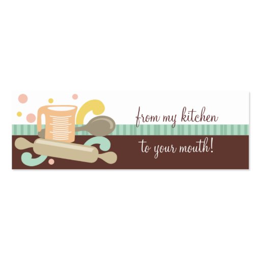 measuring cup spoon rolling pin baking gift tags business card (front side)