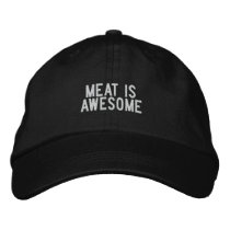 meat is awesome embroidered baseball cap