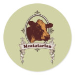 round_sticker - Be proud of your Meatatarian ways!  If you look at a cow and think Juicy and Savory then this Meatatarian Cow banner is for you.: Sizes  Available colors: 0