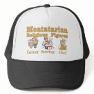 trucker_hat - The Farmer, the Butcher and the holy Chef are the three main icons of the Meatatarian religion.  These three mystical people bring all the meaty goodness to hungry Meatatarians everywhere.: Sizes  Available colors: white_black