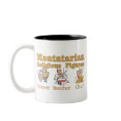 twotone_mug - The Farmer, the Butcher and the holy Chef are the three main icons of the Meatatarian religion.  These three mystical people bring all the meaty goodness to hungry Meatatarians everywhere.: Sizes  Available colors: black
