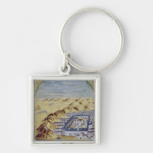 Mecca surrounded by the Mountains of Arafa Keychain
