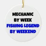 Mechanic by Day Fishing Legend by Weekend Christmas Tree Ornaments
