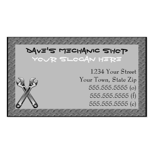 Mechanic Shop Business Cards (front side)