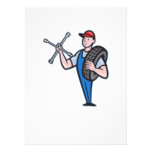 Mechanic With Tire Socket Wrench And Tire Personalized Announcement