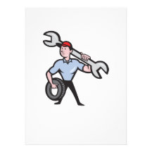 Mechanic With Tire Socket Wrench And Tire Personalised Invites