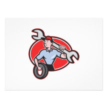 Mechanic With Tire Socket Wrench And Tire Personalised Invite
