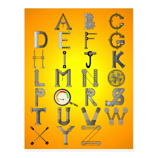 MECHANICAL ALPHABET POST CARDS