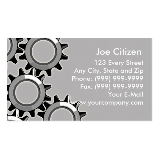 mechanical gears or cogs business cards (front side)