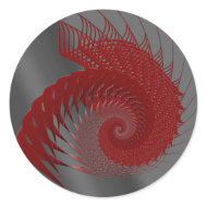 Mechanical Shell! Red Gray Fractal Graphic Sticker sticker