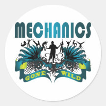 Mechanics Gone Wild Round Stickers