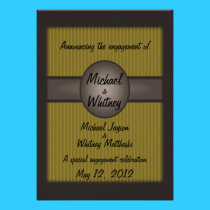 Medallion And Stripes Engagement Announcement invitations